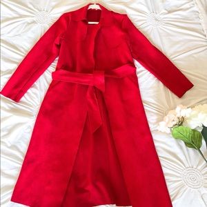 Long Faux Suede Trench